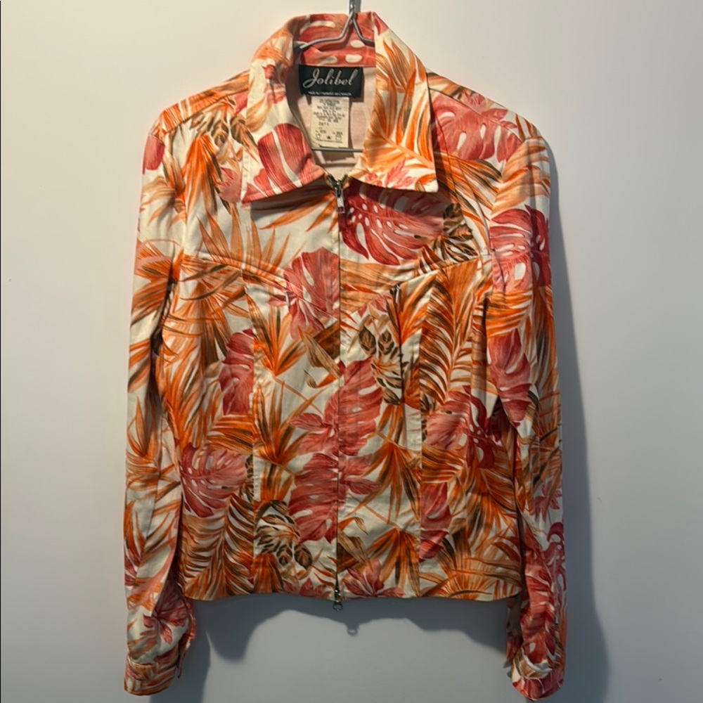 Women's Tropical Print Jacket - Red and Orange